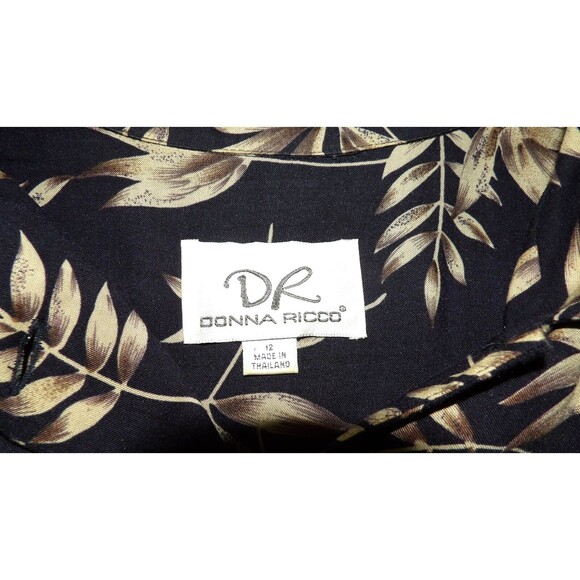 Donna Ricco DR 2 pc Black Tan Maxi Dress Tank 12 Matching Button Up Shirt Floral - Picture 9 of 16